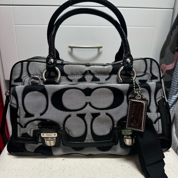 Gray and Black Coach Signature Bag - Picture 1 of 7